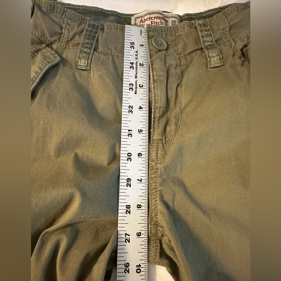 Abercrombie Fitch 2000’s Utility Cargo Pants Sz 24 Olive Green Drawstring Ankle - Picture 12 of 16